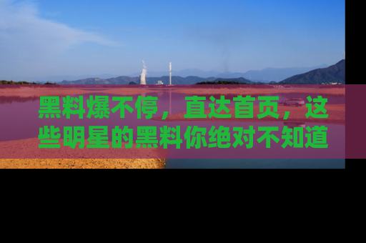黑料爆不停，直达首页，这些明星的黑料你绝对不知道！