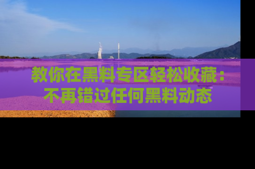 教你在黑料专区轻松收藏：不再错过任何黑料动态